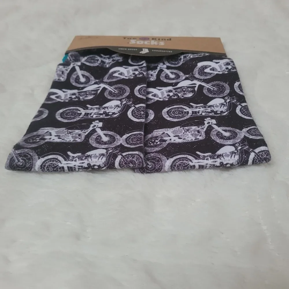 Hallmark Toe of a Kind Crew Socks  Motorcycle Biker Pattern OSFM New